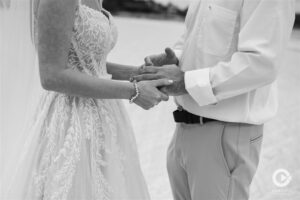 Black and white Longboat Key beach wedding. photography.