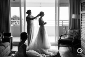 Longboat Key Club wedding bridal suite moments.